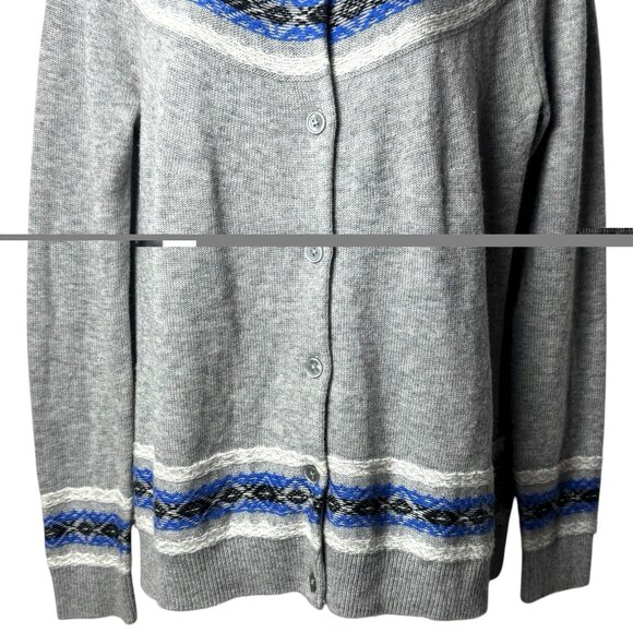 Talbots Fair Isle Cardigan Sweater Lambswool Blend Nordic Holiday Cabin Cozy M - Picture 4 of 10